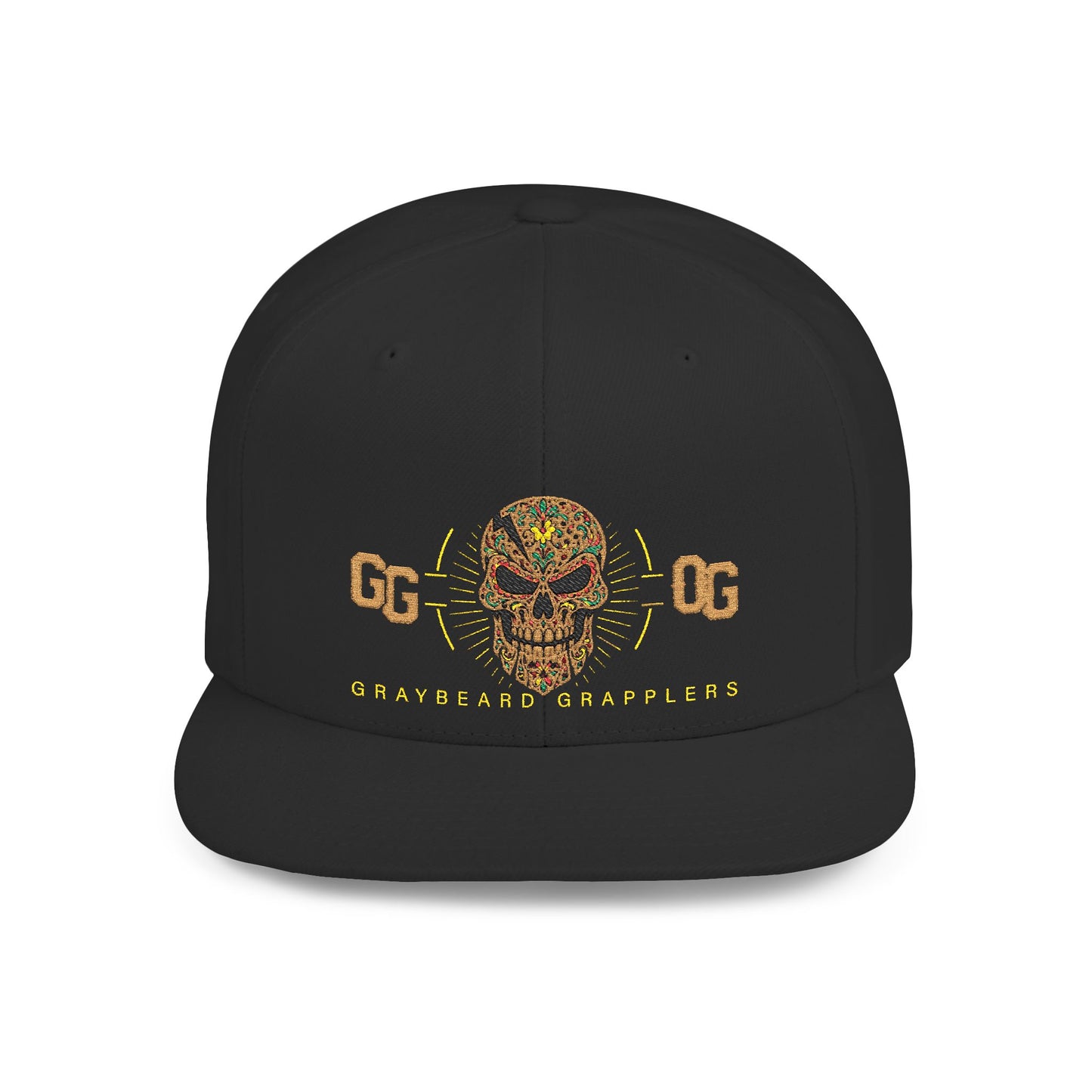 No Muerto Sugar Skull Flat Bill Snapback Hat