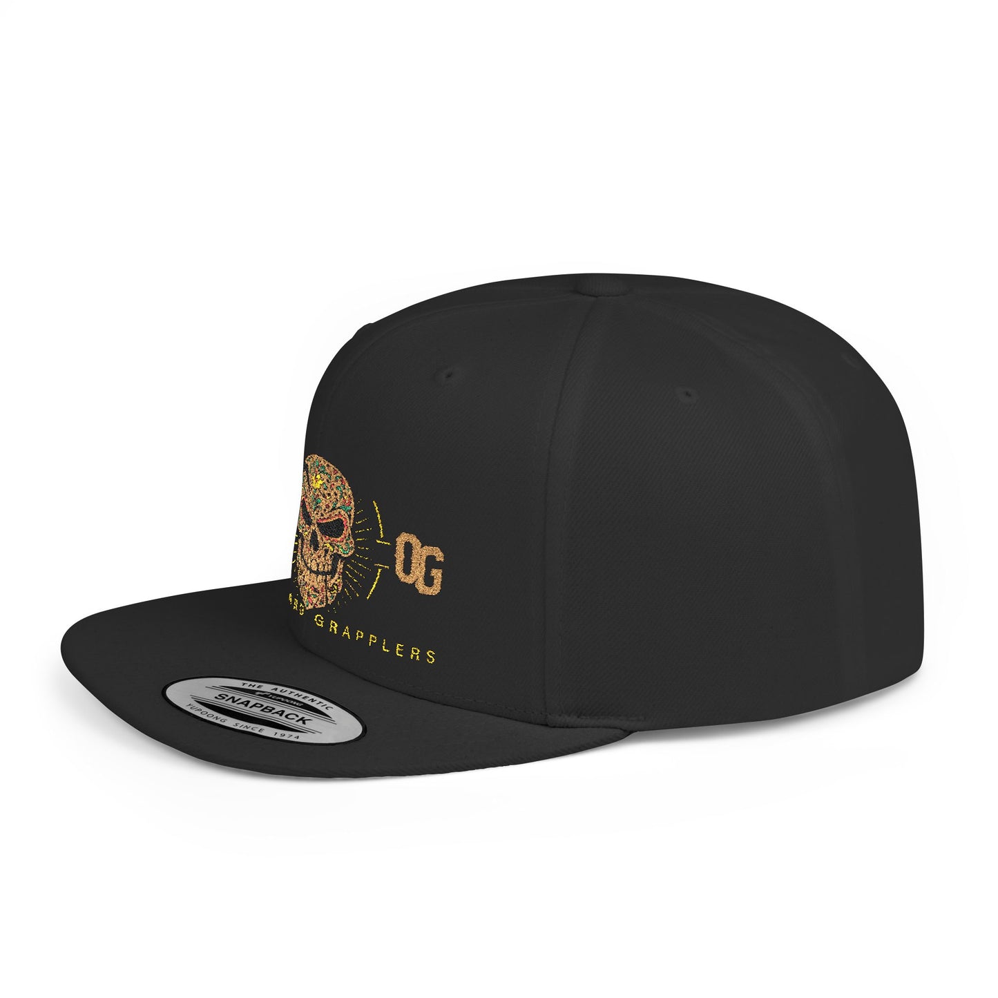 No Muerto Sugar Skull Flat Bill Snapback Hat